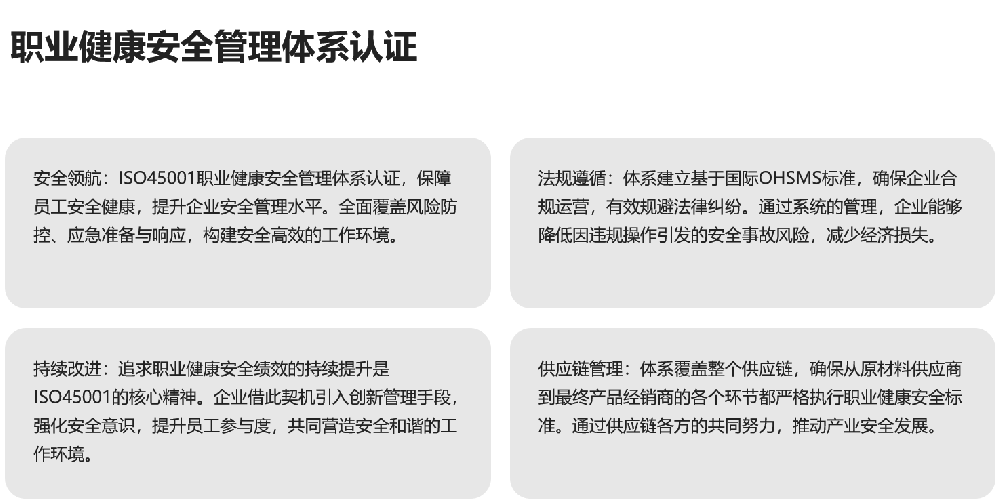职业健康安全管理体系认证