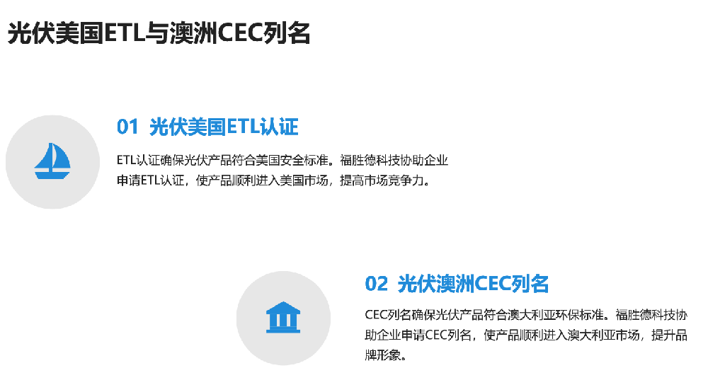 光伏美国ETL与澳洲CEC列名